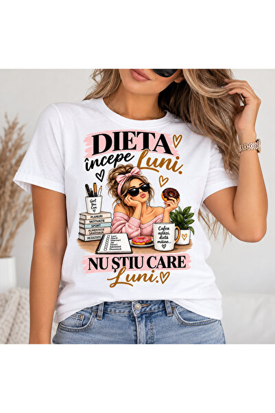 OEM Tricou personalizat imprimare digitala - dieta incepe luni - cadoul perfect