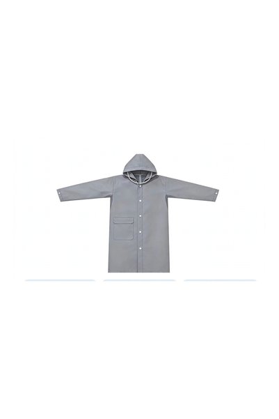 mikeonscosmetics Women's Gray Waterproof Long Raincoat - Breathable with Adjustable Hood