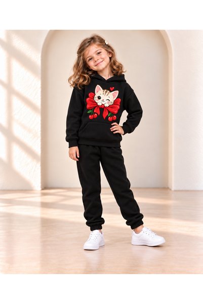 LB little bosses طقم رياضي شتوي للأطفال للجنسين. قطة ترقص على أرجلها