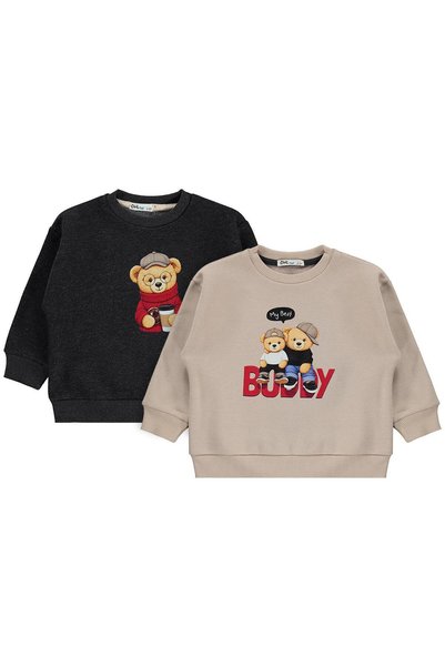 Civil Boys Bear Printed Set of 2 for Ages 2-5 - Gray