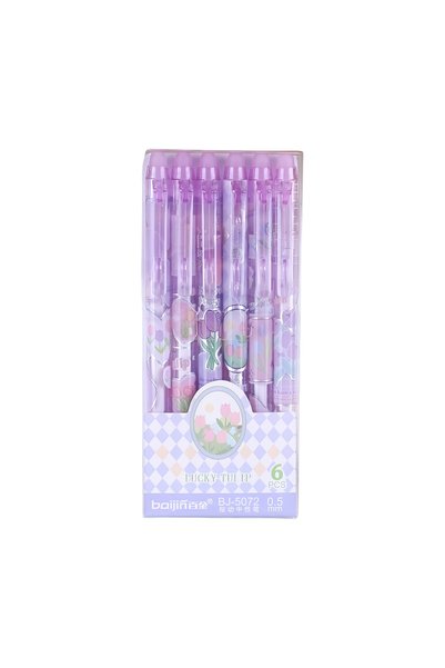 Choice Blue 6Pcs Purple Retractable Erasable Gel Pens, Tulip Floral Print Des...