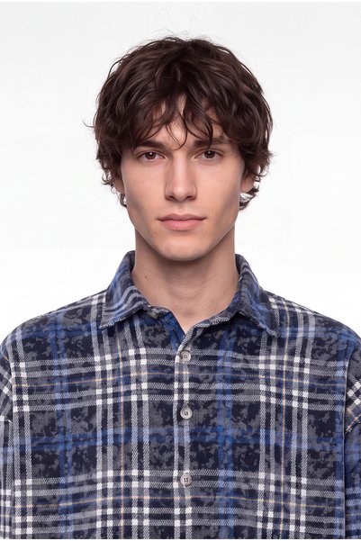 Machinist Men's Plaid Long Sleeve Oversize Shirt Navy Blue