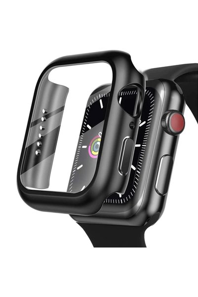 XGSM Carcasă 2 în 1 + Sticlă securizată pentru Apple Watch 4/5/6/SE 40MM, Negru