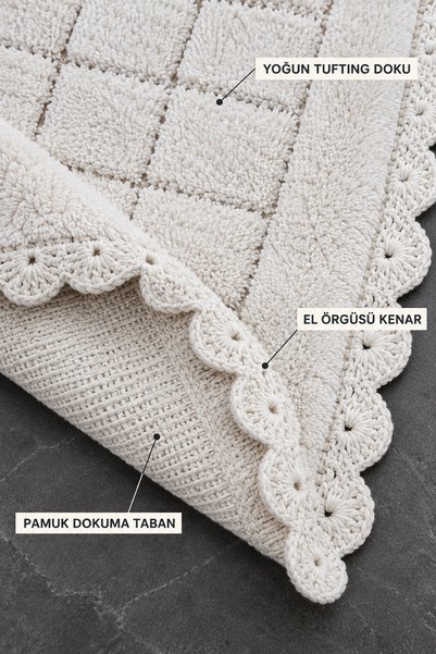 ALANUR Bodrum Tufting Cotton Handmade Knitted 2-Piece Mat 109