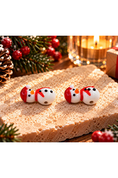 ADAMODART Handmade Murano Glass Snowman Beads (2 Pieces)