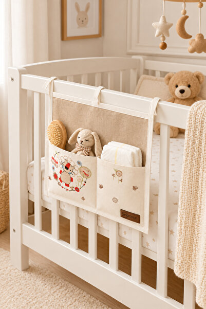 mordesign Beşik Kenarı Bağlamalı Organizer, Bebek Arabası Askılı Düzenleyici,...