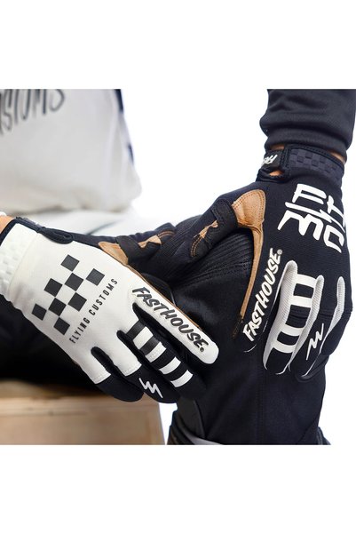 Choice XL black white FH MX Gloves Touch Screen Motocross Glove Moto Riding B...