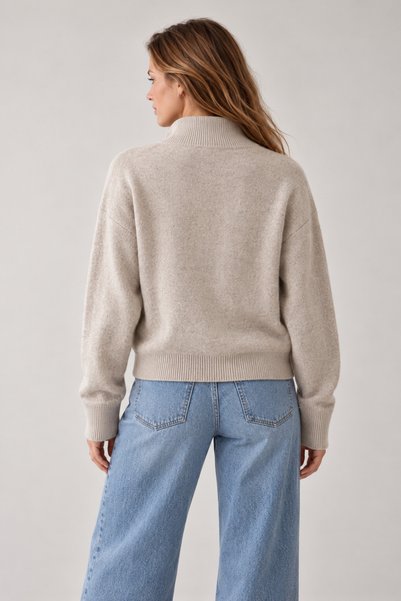 Lupies Women's Zipper Collar Basic Knitwear Sweater