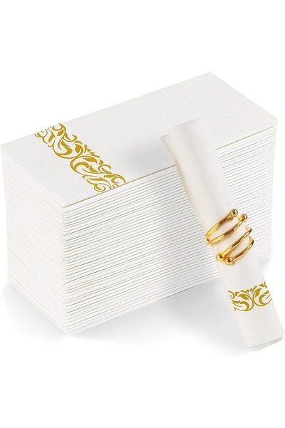 GENERAL Yidahao Disposable Linen-Feel Paper Napkins White Napkins for Wedding...