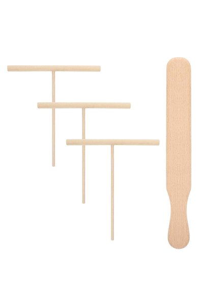 Generic Brand Set de 4 spatule din lemn pentru clătite, în formă de T, din le...