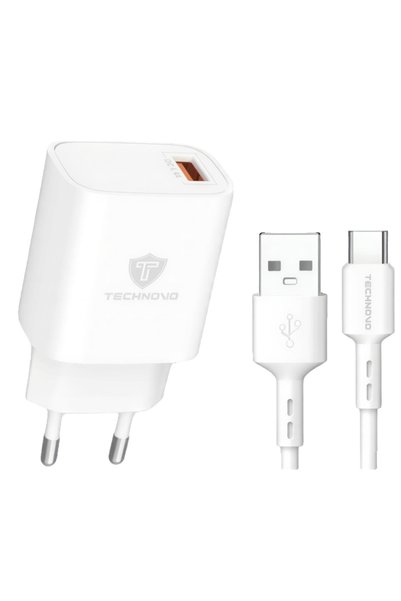 OEM Φορτιστής USB-A QC 3.4A με καλώδιο USB-C 1m TECHNOVO TN-F073