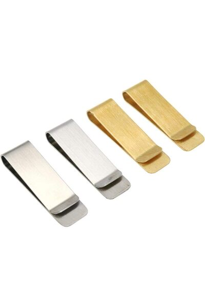 Generic Metal Money Clip Set, 4 Pieces, Stainless Steel and Brass, Cash and H...