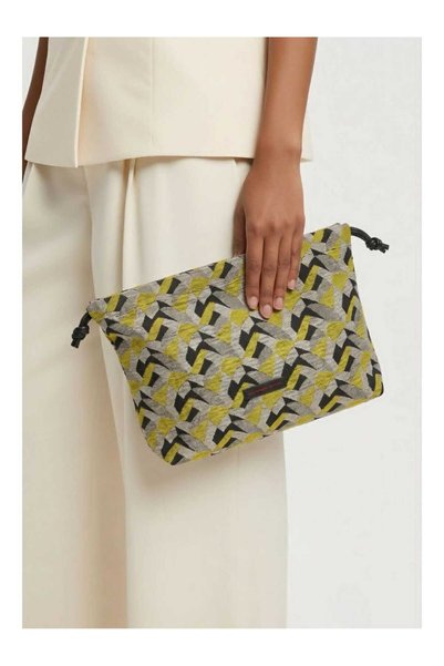 AMES BAGS Lia Manjorou Mavra Volia Clutch Mosaic Κίτρινο