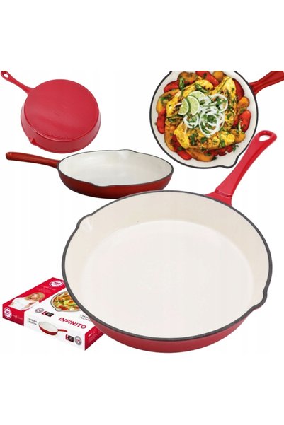 MG HOME Tigaie emailată roșie de 25 cm, rezistentă, pentru aragaz și plită cu...
