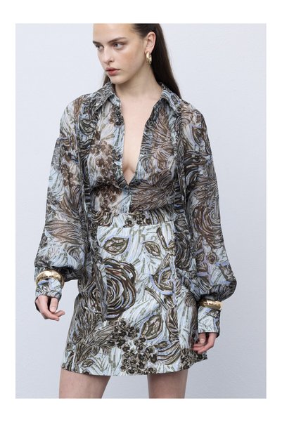 CIEL CONCEPT Mosaic Silver Anthesis Μίνι Φούστα – Ασημί Print - S