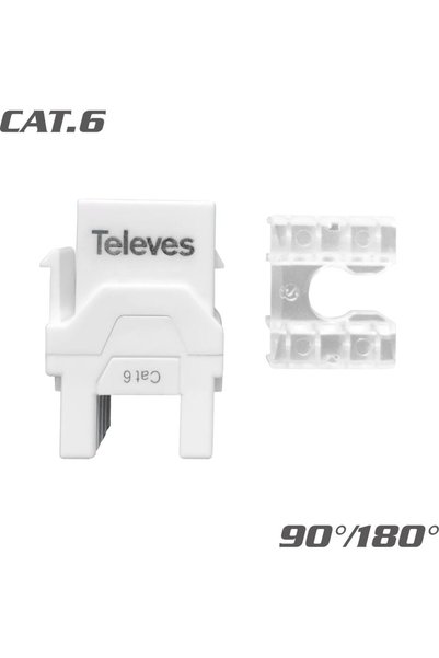 TELEVES 209901 Keystone Jack RJ45 UTP Cat.6 Θηλυκό 90° ° /180 °   λευκό
