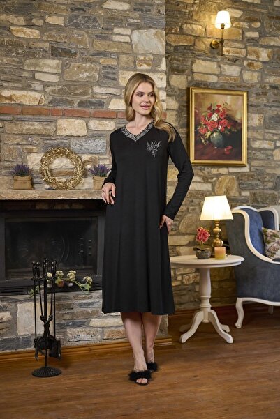 Aqua Cossy by 26323 Long Sleeve V-Neck Home Dress