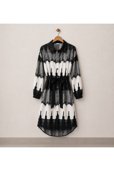 Hepsi Moda Shadow Pattern Tunic - Black
