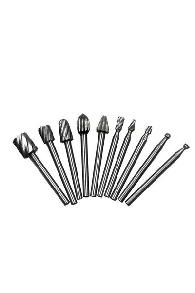 Generic مجموعة أدوات نحت وطحن دوارة من كربيد HSS، 10 قطع، رؤوس حفر ماسية تناس...