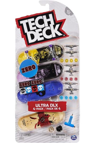 Tech Deck ألواح تزلج على الأصابع مقاس 96 مم - مجموعة من 4 قطع (أنماط متنوعة)،...