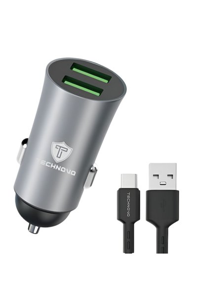OEM Φορτιστής αυτοκινήτου USB 3.4A με καλώδιο USB σε USB-C 1m Technovo TN-B022