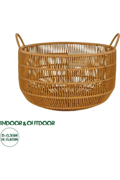 GloboStar® GloboStar Τεχνητό Καλάθι Κήπου Διακοσμητικό Πλεκτό από Κακάο - Γλά...
