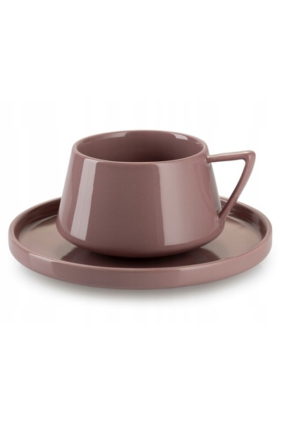 HowHomely Ceașcă cu farfurioară Luna roz 200 ml pentru cafea, ceai, cadou GLA...