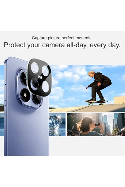 CaseOnn 9H Superior Protection Camera Lens Protector Black Compatible with Xiaomi Poco M8 5g