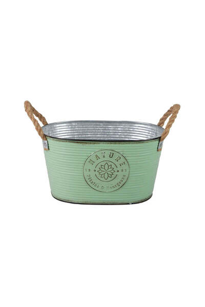 SunnyDays Suport decorativ pentru ghiveci, verde deschis, metalic, 29x18x15 cm