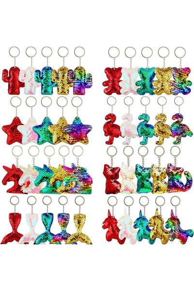 Generic Sequin Keychain, Hanging Key Chain with Mermaid Tail Unicorn Pony Cat...