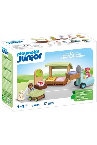 Playmobil JUNIOR: Stand alimentar ecologic cu un cărucior wi