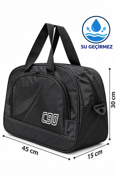 CAKARD C90 Unisex Küçük Boy Spor ve Seyahat Çantası – Suya Dayanıklı, Fermuarlı, Omuz Askılı El Çantası 45x30x15 cm Siyah