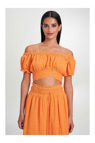 August Resortwear S25A3017 Υφαντό Τοπ Πορτοκαλί - M/L