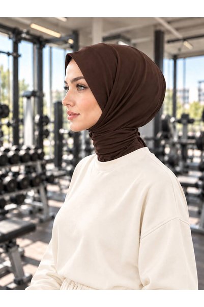 erasra class حجاب رياضي - مناسب للاستخدام اليومي والتدريب، لون بني مع ربطة.
