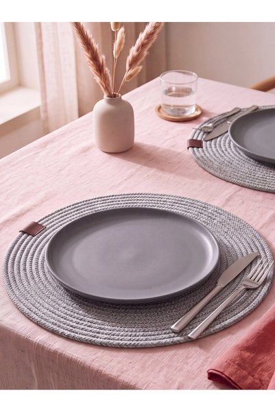 Rivaİstanbul Gray Knitted Straw Supla 32X32 cm