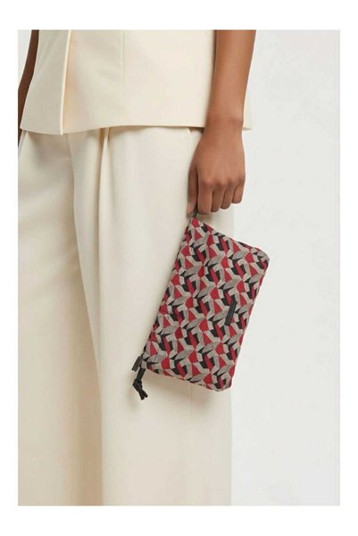 AMES BAGS Lia Manjorou Mavra Volia Clutch Mosaic Κόκκινο