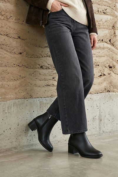 Ziya , Women's Genuine Leather Boots 163359Z633 Black