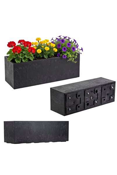 HowHomely Jardinieră pe roți, negru, beton, 90x30x30 cm, pentru plante, stil ...