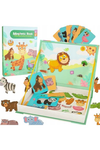 Luxma Puzzle magnetic Montessori cu animale, puzzle educativ, 47 de magneți