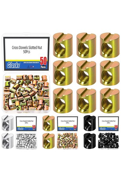 Generic 50 قطعة صواميل متقاطعة أسطوانية مثقوبة M6 × 10 مم مطلية بالزنك، صوامي...
