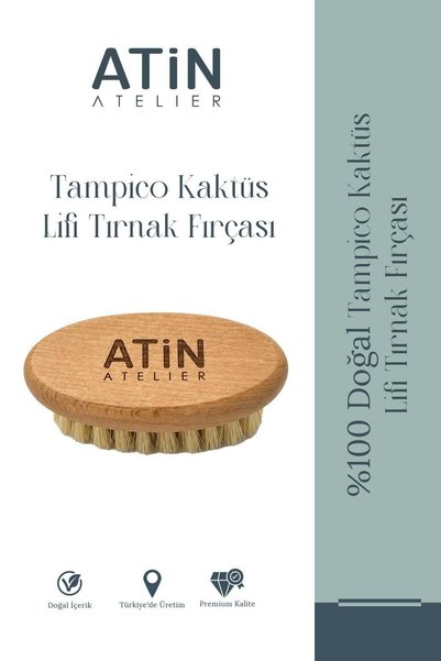 Tırnak Fırçası El ve Manikür Bakım Fırçası %100 Doğal Tampico Kaktüs Lifi Gürgen Ağacı