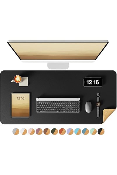 GENERAL Yisaji Double-Sided Design Cork Leather Desk Pad, Large Waterproof Mo...