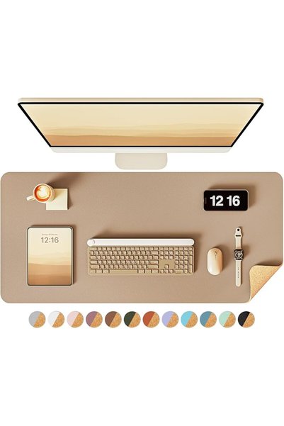 GENERAL Yisaji Double-Sided Design Cork Leather Desk Pad, Large Waterproof Mo...