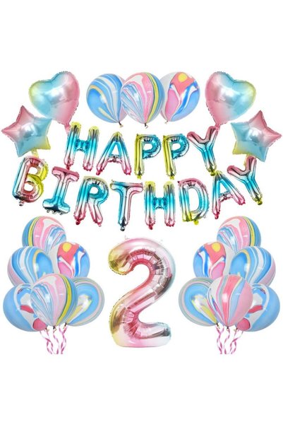 Generic 2nd Birthday Party Decoration for Girl Baby, 28 Pcs First Birthday De...