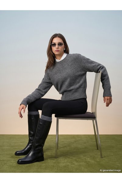 Dilvin 10884 Wool Blend Crew Neck Sweater
