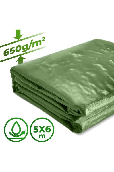 JAGO Prelata impermeabila cu ochiuri, 5 x 6 m, rezistenta la rupere, verde