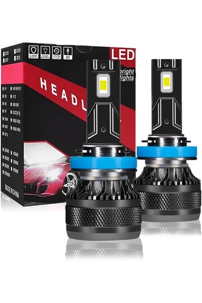 Generic مصباح أمامي LED طراز H8/H9/H11، إضاءة فائقة السطوع 2000 لومن بلون أبي...