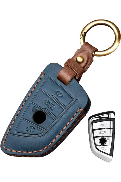 Generic Mizznee Genuine Leather Car Key Cover Case for BMW 1/3/4/5/6/7 Series...
