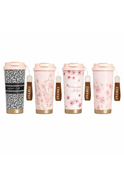 OEM Θερμός κούπα καφέ 520ml με κεραμική επένδυση, θερμομόνωση και λουράκι μετ...