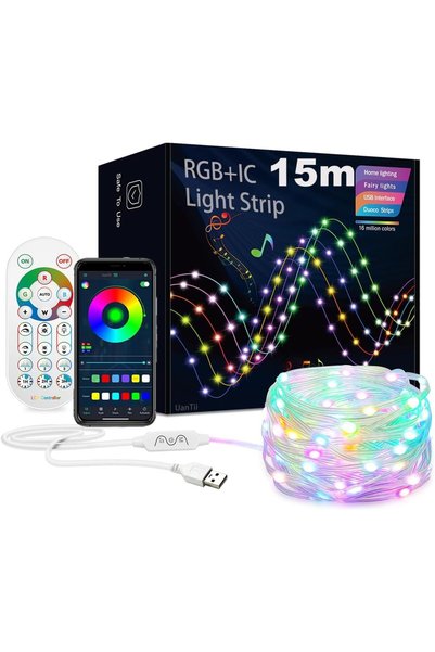 Generic سلسلة إضاءة LED بتقنية RGBIC تعمل بـ USB 5 فولت مع تحكم عبر تطبيق الب...